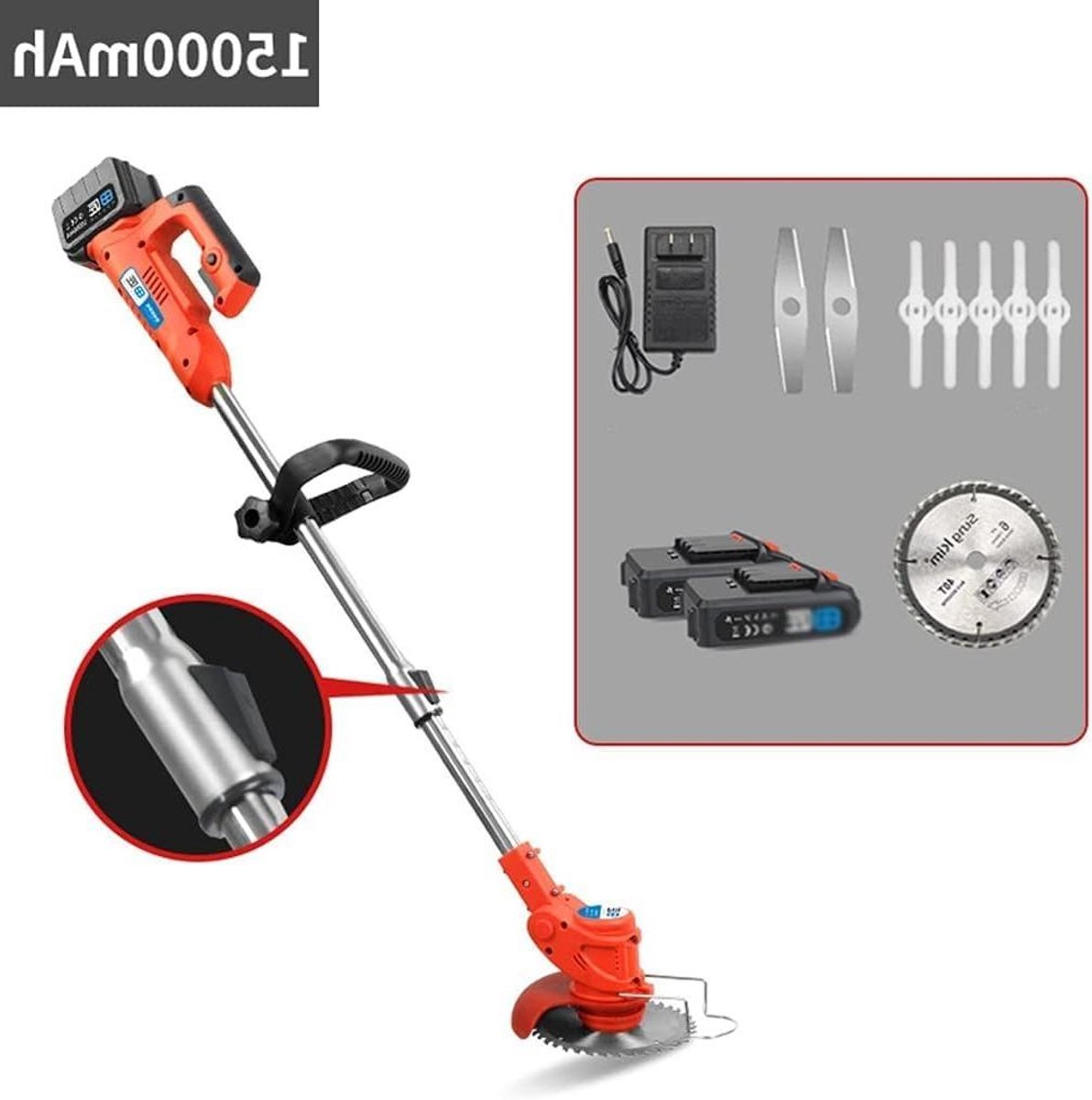 Elektrische Grasmaaier - Oplaadbare Tuinmaaier - Gazon Onderhoud - Lithium Batterij - 35 cm Snijbreedte - Oranje