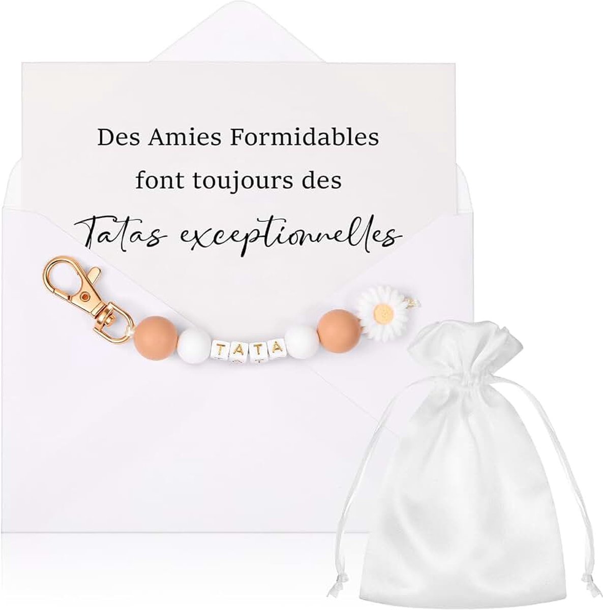 Cadeau Origineel Voor Doop, Communie, Verjaardag, Kerstmis (Rose Gris, Amie Tata)