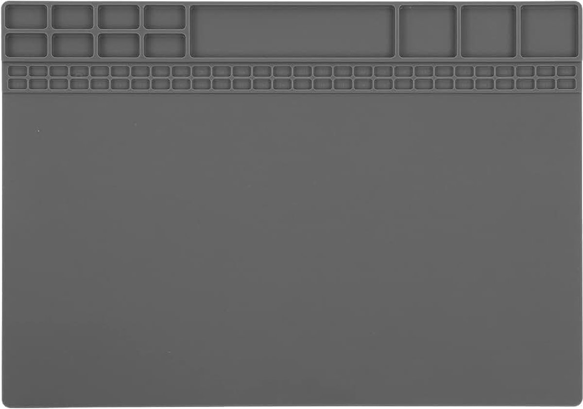 Hittebestendige soldeermat 405x105mm niet-magnetische isolatiepad voor elektronische reparatie, antistatisch, bestand tegen hoge temperaturen (Grijs)