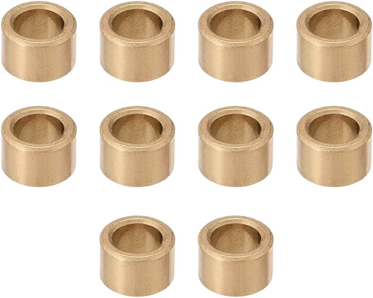 Sourcing map Lagerhuls 8 mm boring x 12 mm buitendiameter x 8 mm lang zelfsmerende bussen van gesinterd brons 10 stuks.