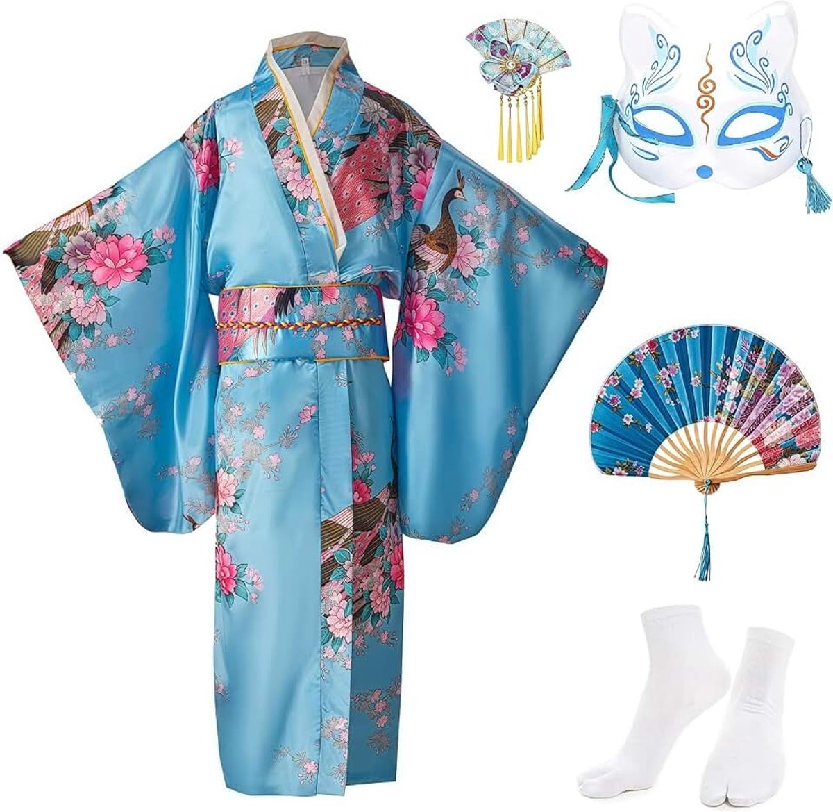 Kimono, vintage vintage meisjeskimono, traditionele kleding, zijden stof, robe, bruiloftskleding, party, performance jurk