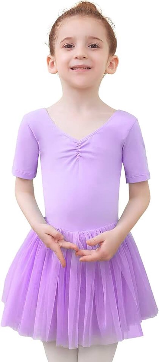 Ballet Jurk Kids balletjurk, balletshirt, Kinderen V-hals Kort/lange mouw Korte Mouw Gymnastiek Dancewear Kostuum met tutu Rok