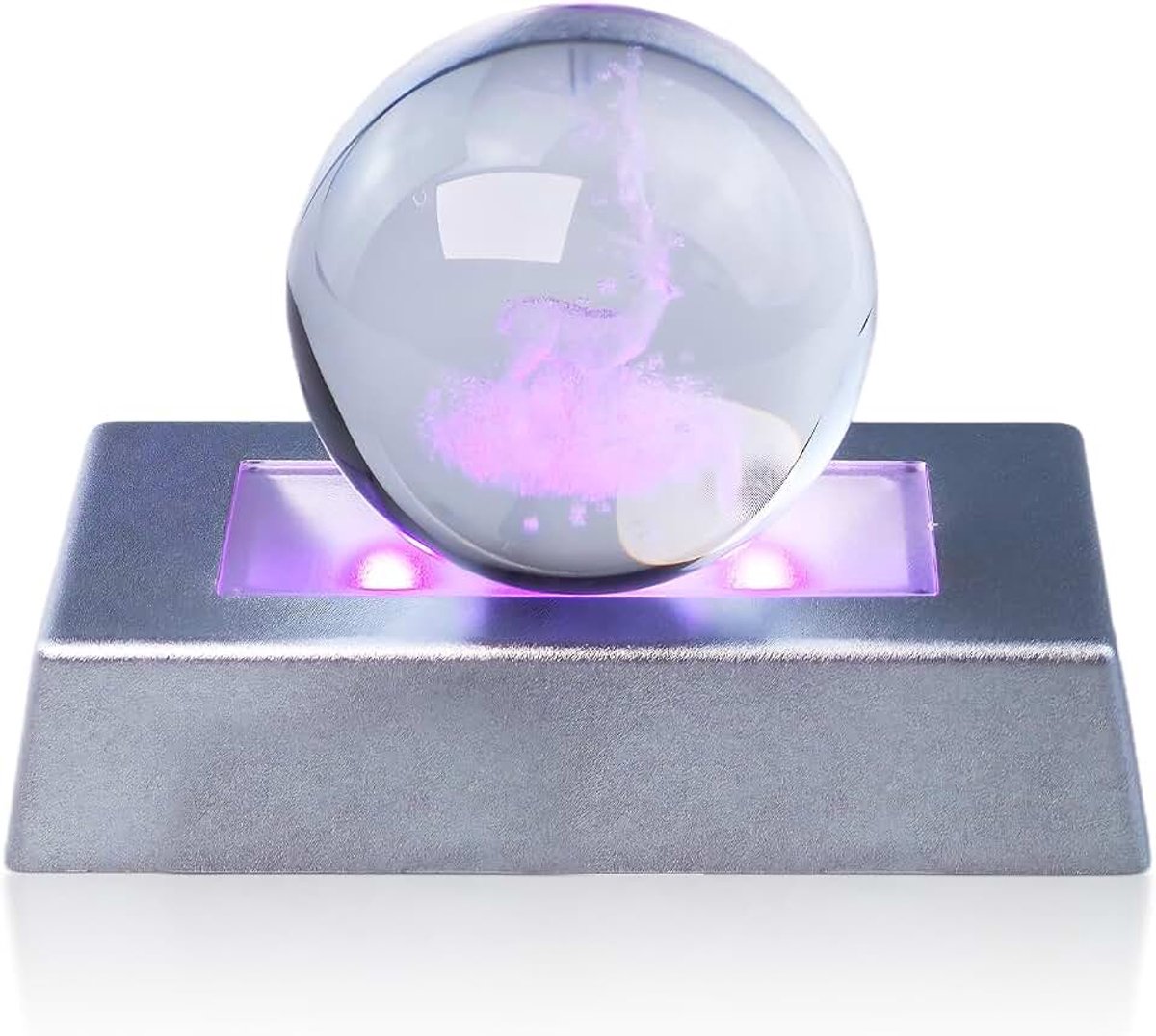 Light Base Rechthoek Display Stand, 3D Crystal Light Base (Sliver) | Verlichte basis voor glazen bollen, met 7 kleuren en USB-kabel, netsnoer voor DC input, Multicolor ambient decoratie