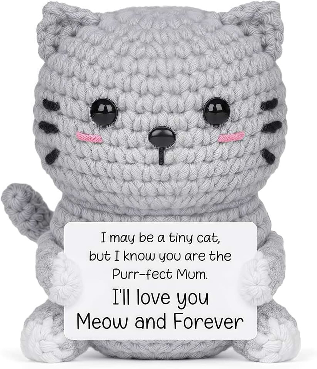 Cadeaus voor vrouwen, positieve kat met mutskaart, moedermaker, verjaardagscadeau voor mama, vriendin, zus, dochter, beste vriendin, Happy Birthday