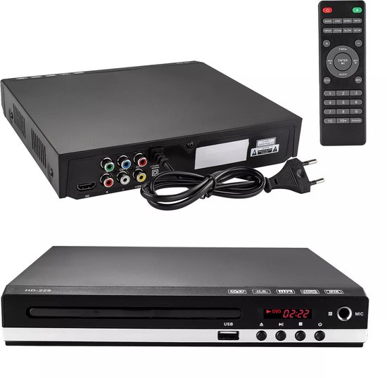 dvd-speler - Uitgerust met HDMI-, USB- en AV-aansluitingen - 1080p - Speelt dvd's, cd's en vcd's af - USB-aansluiting voor het afspelen van films en foto's - High-definition mini-cd - Inclusief afstandsbediening - Zwart van Ruijingsky — afbeelding 4