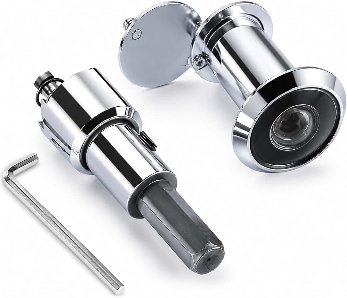 Deurspion met inkijkbescherming, 200° groothoek, optische glazen lenzen, diameter 16 mm, met gatzaag en boorgereedschap, instelbaar voor deuren van 40-60 mm dikte, eenvoudige installatie, hoge
