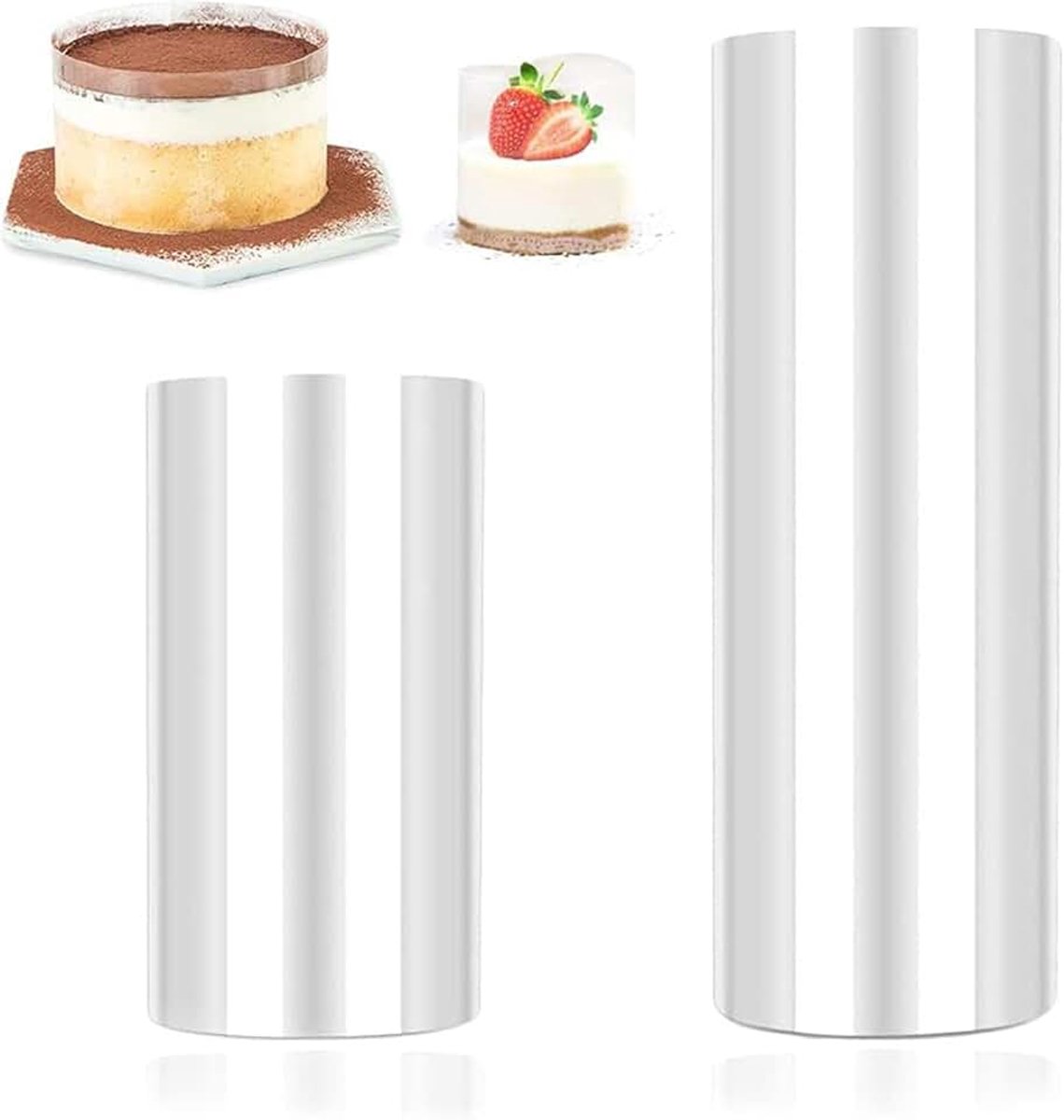 Taartrandfolie,10/15 cm x 5 m, acetaatfolie, herbruikbaar, taartfolie, taartrand, transparante taartfolie，taartringfolie, hoog voor cake, chocolade, mousse, taart, dessertringen
