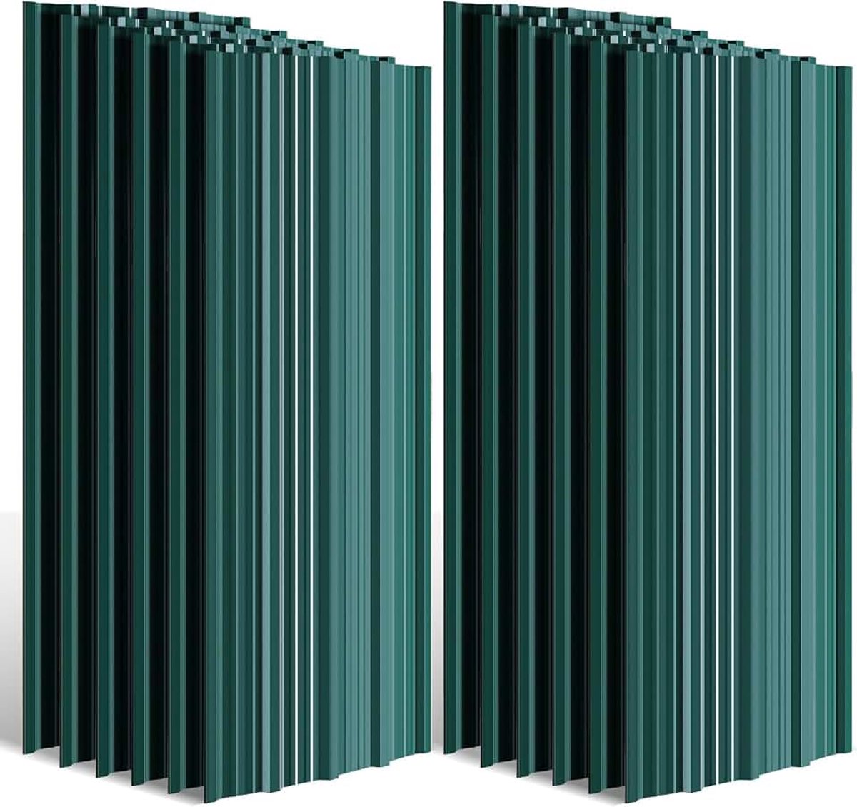 Trapeziumplaat, dakplaten, 129 x 46 cm, ca. 28 m², 0,25 mm, verzinkt metaal, voor carport, tuinhuis, schuur, incl. snijbeschermingshandschoenen, groen, 48 stuks