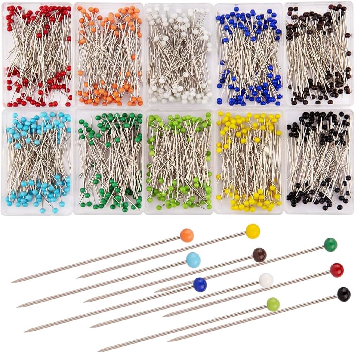 1000 Stuks Naaispelden Glazen Bal Multicolor Hoofd Pins Recht voor Dressmaking Sieraden Decoratie (38mm)