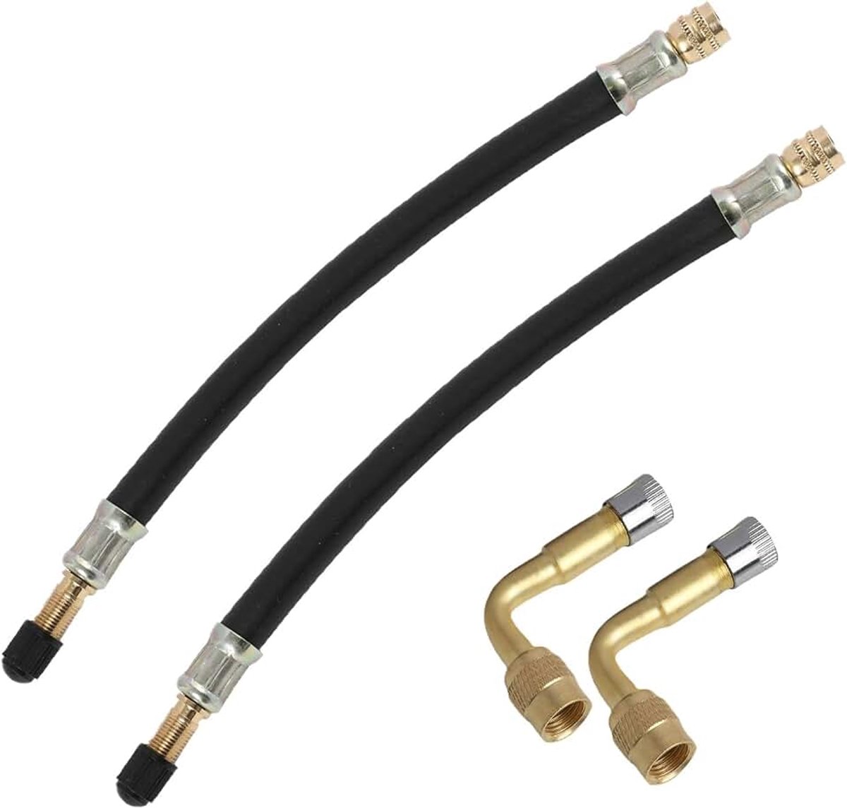 4 stuks ventielverlenging adapter (90° + 100 mm), van rubber en messing, ventielverlenging voor auto, motorfiets, scooter, hittebestendig en corrosiebestendig (90 °, 210)