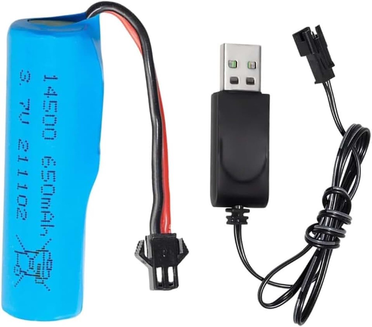 3,7 V RC Car Battery 650mAh oplaadbare Li-ion batterij SM-2P Joint voor dubbelzijdige RC Stunt Car RC Boot Tumbling Amphibious RC Car RC Truck en C63 E35 DE38 DE40 DE50 DE55 en USB