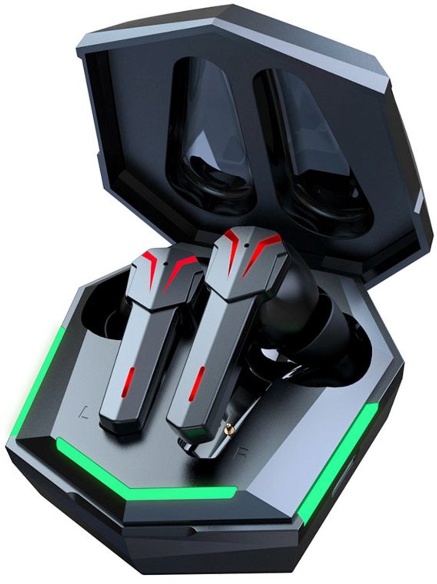 Dreilex Gaming Oordopjes – Draadloze In-Ear Earbuds met 65ms Low Latency – 30 Uur Speeltijd – LED Verlichting – Touch Control – Zwart