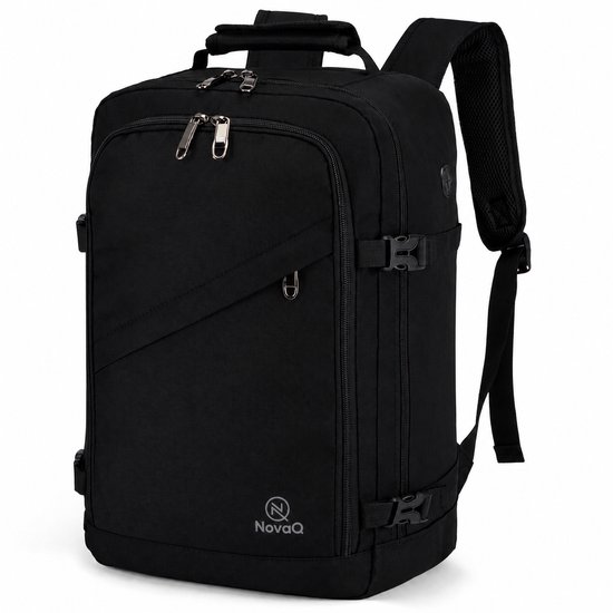 NovaQ Handbagage 40x30x20 - Reistas - Cabin - Underseater - Transavia, TUI, Wizzair, Eurowings, Easyjet - 20 ltr Compacte Reistas - Dames & Heren - Incl Antidiefstalvak - Zwart