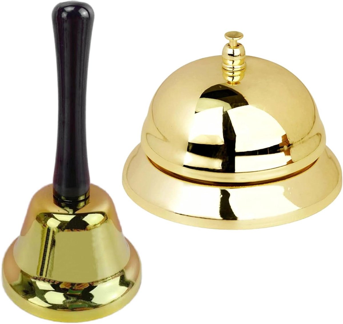 Handbel - Servicebel Tafelbel - Klantenservice Bieden - Roestvrij Staal - 8.5 cm Diameter - Goud