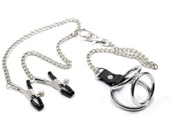 Smart Moves - Nipple Clamps with Cock Rings M silver
