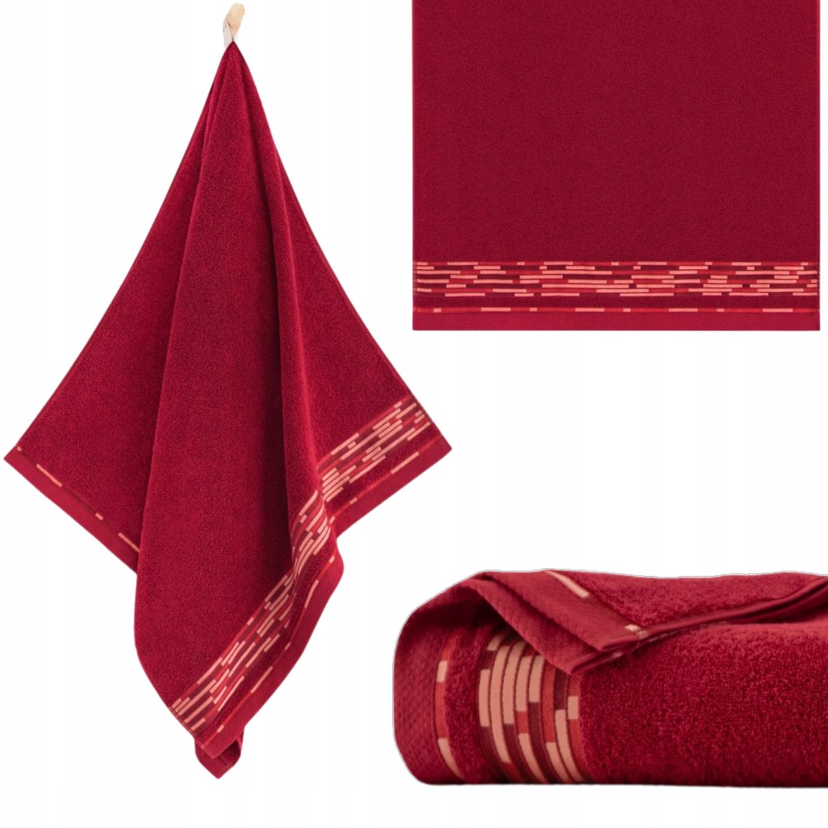 Zwoltex Grafisk Badhanddoek 30x50cm - Egyptisch Katoen, Rood
