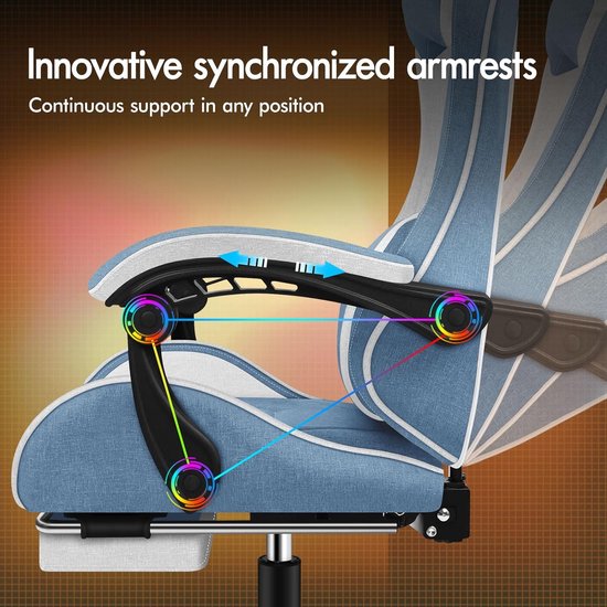 Gamingstoel met massage - Ergonomische racerstoel - Comfortabel werken spelen - Verstelbare rugleuning voetensteun — afbeelding 5