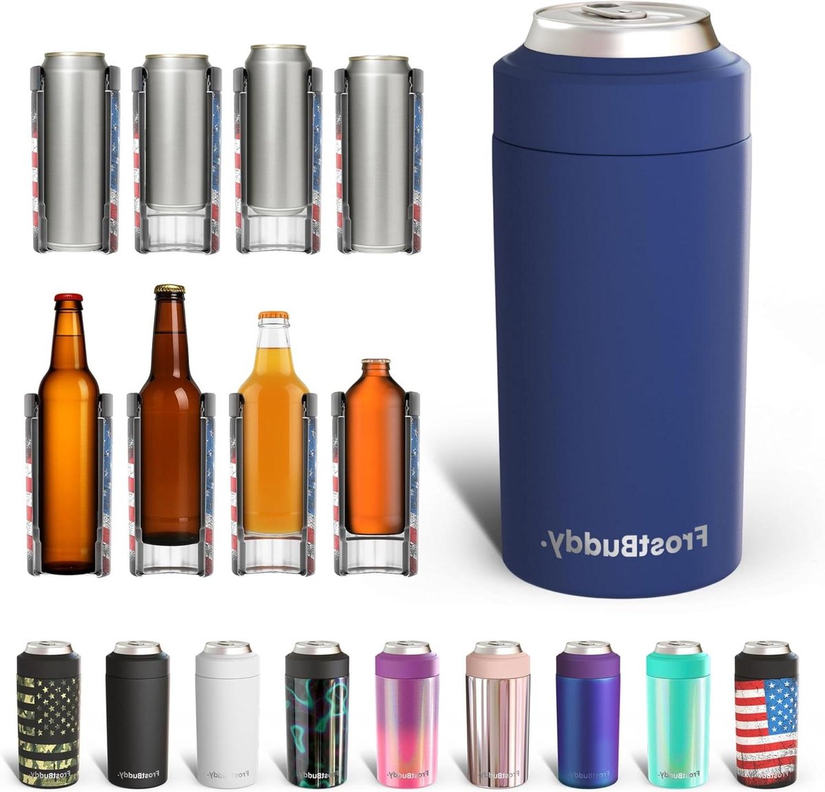 Universele Blik Koeler - Fles Houder - Drinken Koel Houden - Vijf Maten In Eén - Voor 12oz en 16oz