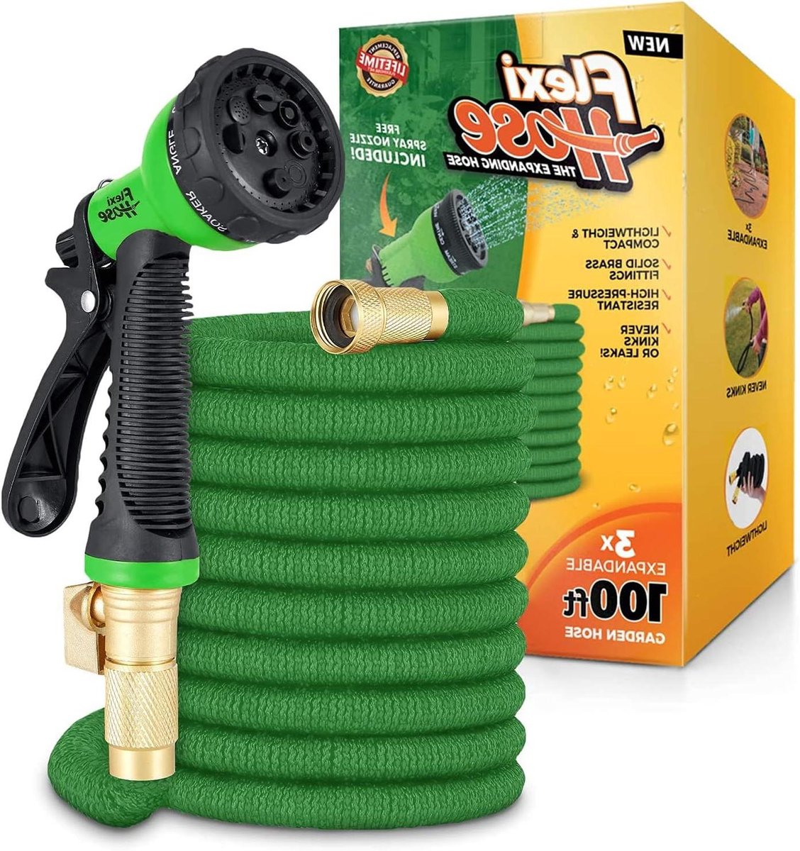 Uitbreidbare Tuinslang - Krachtige Waterslang - Tuin Besproeien - Messing Koppelingen - 30 Meter - Groen – foto 8
