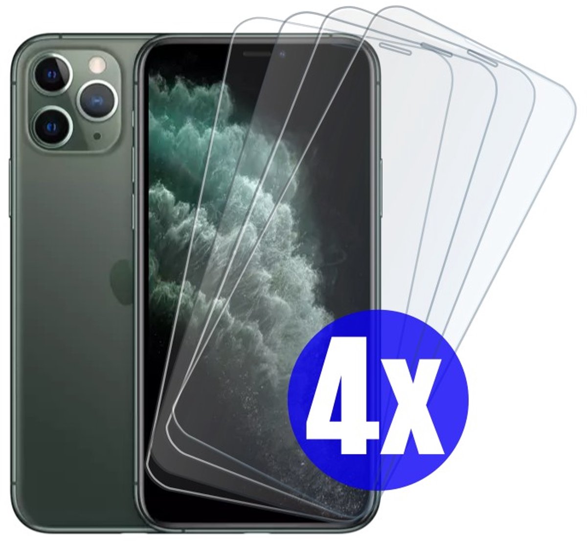 Screenprotector geschikt voor iPhone 11 Pro - Gehard Glas - Tempered Glass Armor Screen Cover - 4 Stuks
