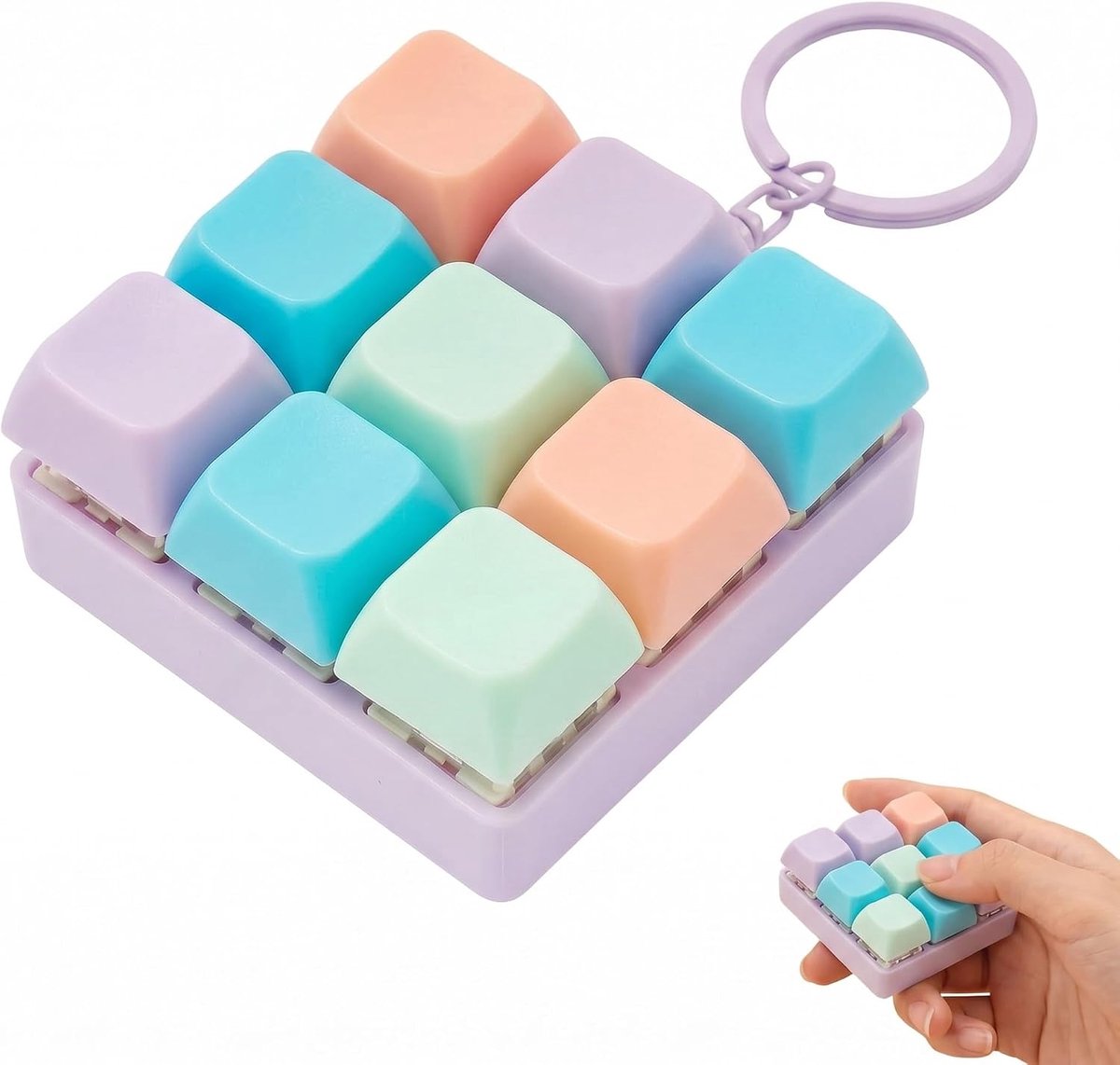 Anti-stress-toetsenbord voor volwassenen en kinderen, klik met mechanische toetsen ter verlichting van stress, draagbare en grappige anti-stress-sleutelhanger, ontspannend speelgoed voor kantoor en