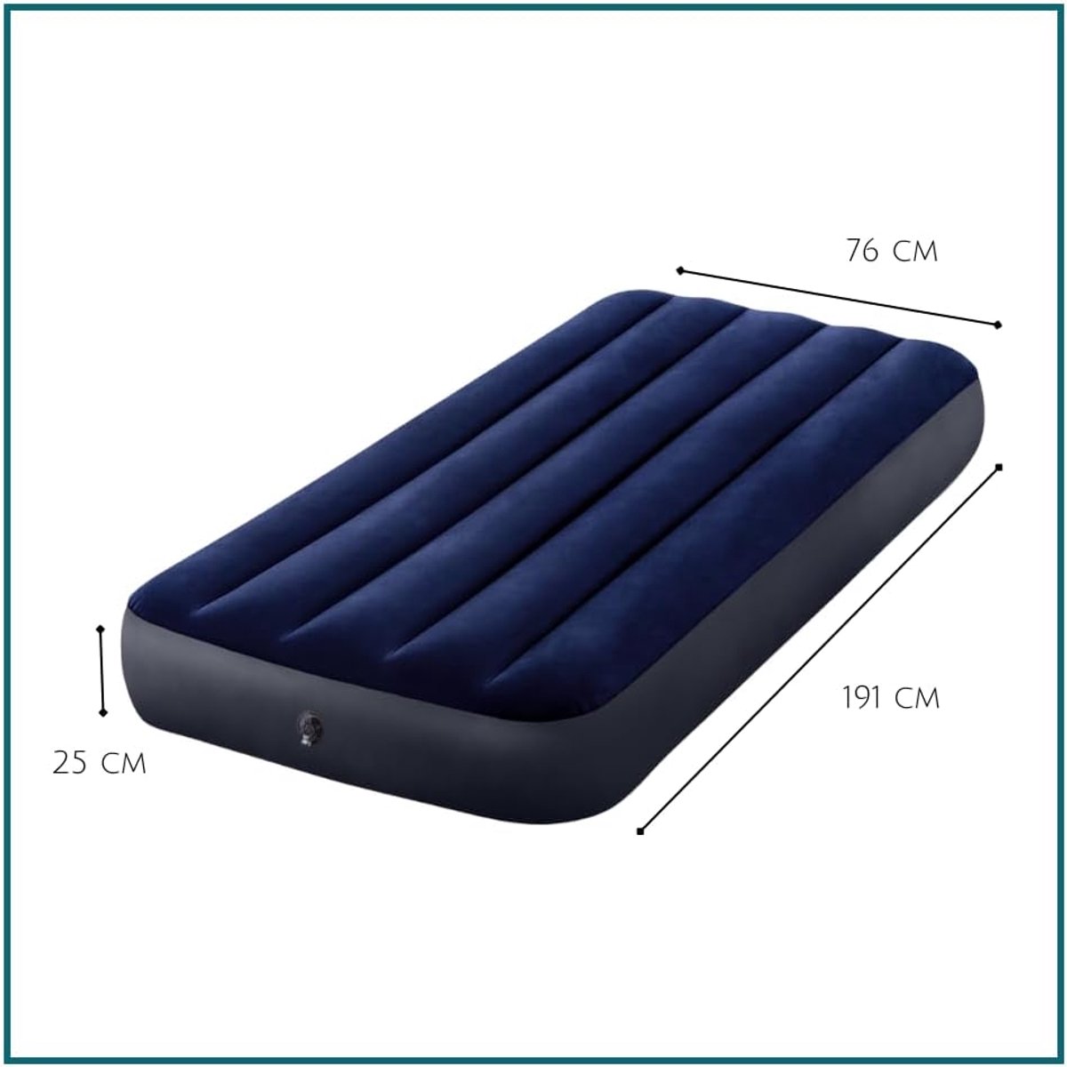 SnelShoppen - HIXA Airbed - 1 Persoons Luchtbed - Opblaasbaar Bed - 76x191cm - Duurzaam Materiaal - Compact & Lichtgewicht - Ideaal voor Camping, Fees