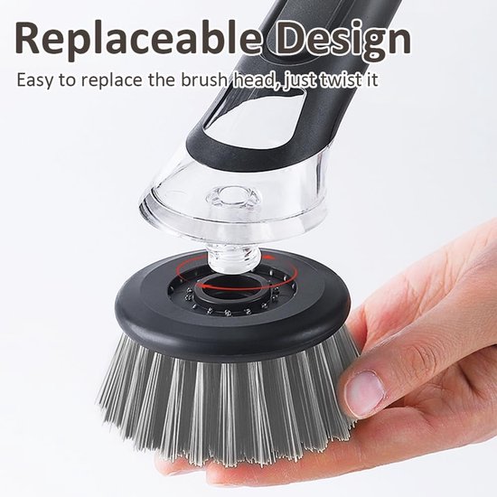 afwasborstel, 3 stuks afwasborstel met afwasmiddeldispenser, multifunctionele vaatborstel, reinigingsborstel, keukenborstel voor pot, pan, gootsteenreiniging — afbeelding 4