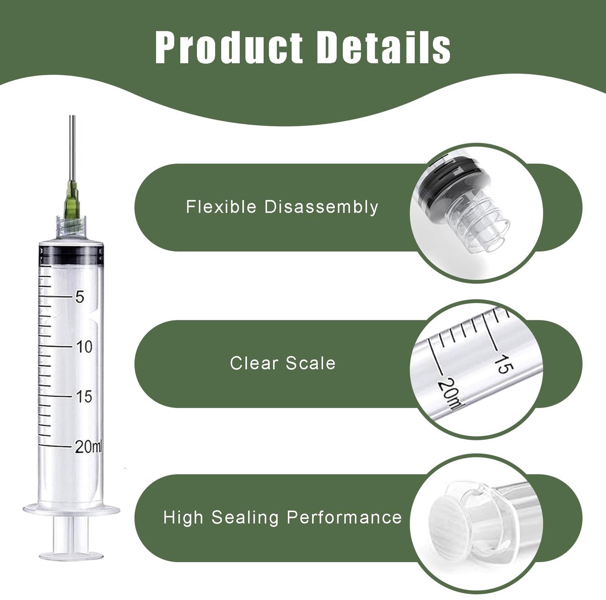 Spuit 20ML met 14G Naald - Steriele Kunststof Spuit - 6 Stuks - Ideaal voor Diervoeding en Plantbe Watering - SnelShoppen