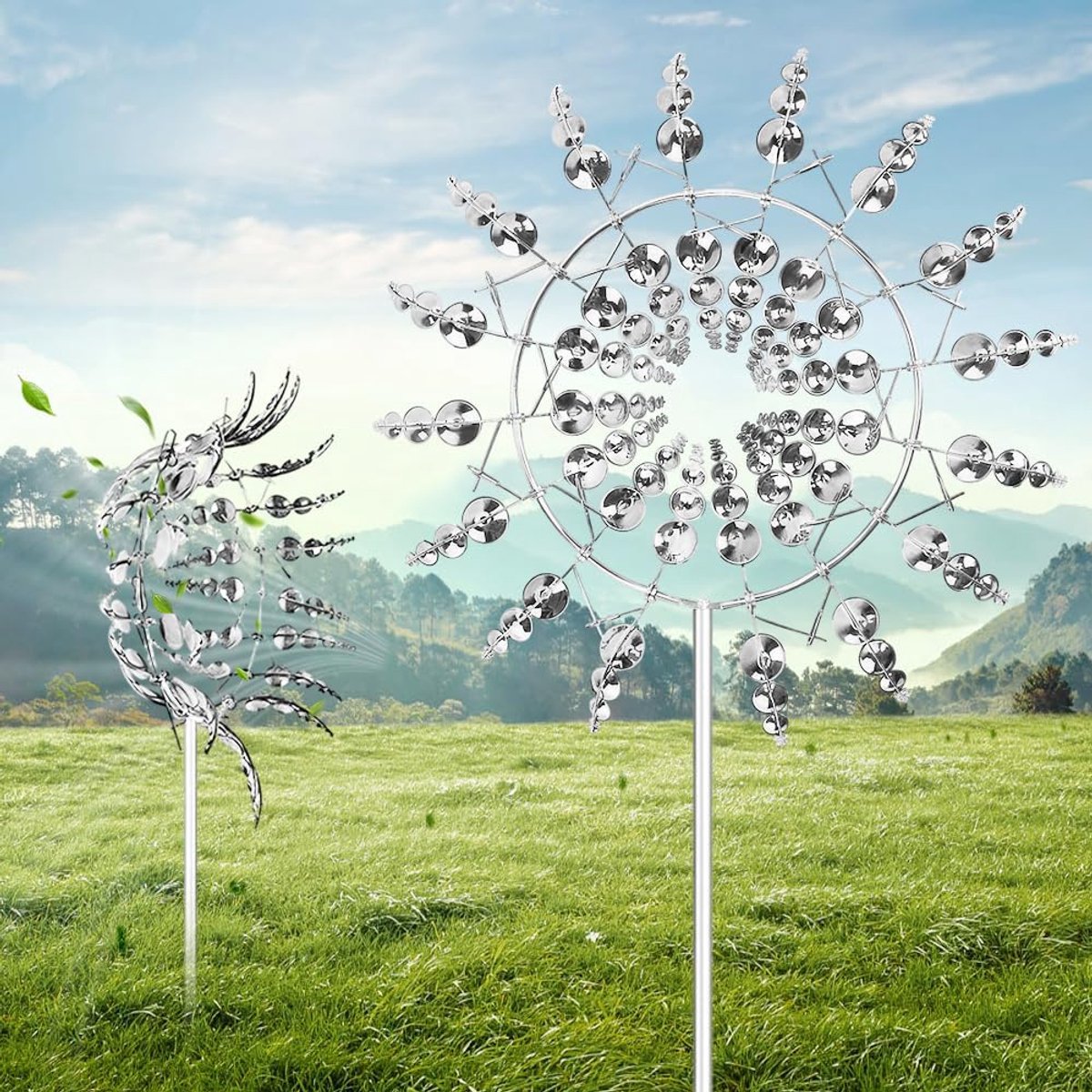 Windspel, roestvrij staal, 3D, windspinner, metalen windmolen voor tuin, balkon, terras, magisch windspel, outdoor, weerbestendig, tuindecoratie, cadeau-idee