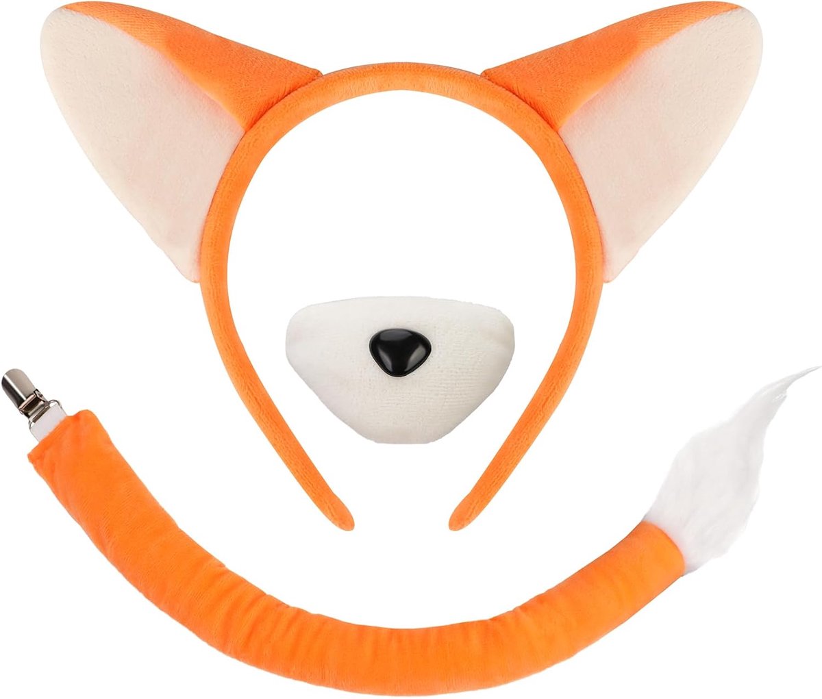 Vossenstaart en oren set, vossenkostuumset met vossenstaart hoofdband voor dierenkostuum, cosplay, verjaardag, Halloween, party, kostuum