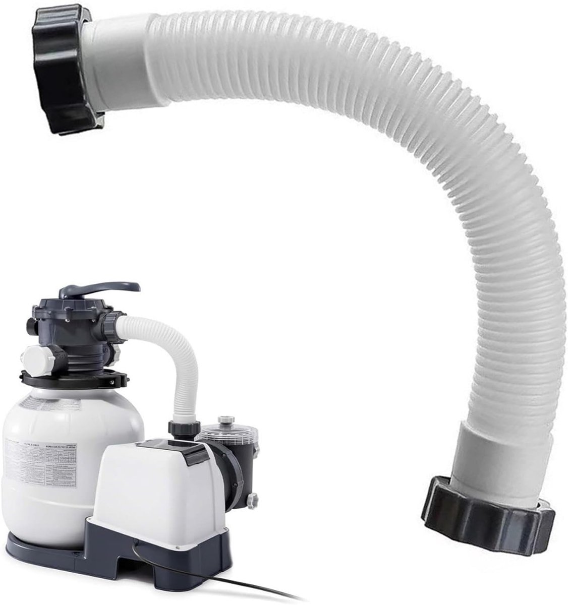 Zwembadpompslang, 40 cm, reserveslang voor zwembad, slang met moer, reinigingsslang voor Intex, voor pomp, zandfilter en zoutsysteem