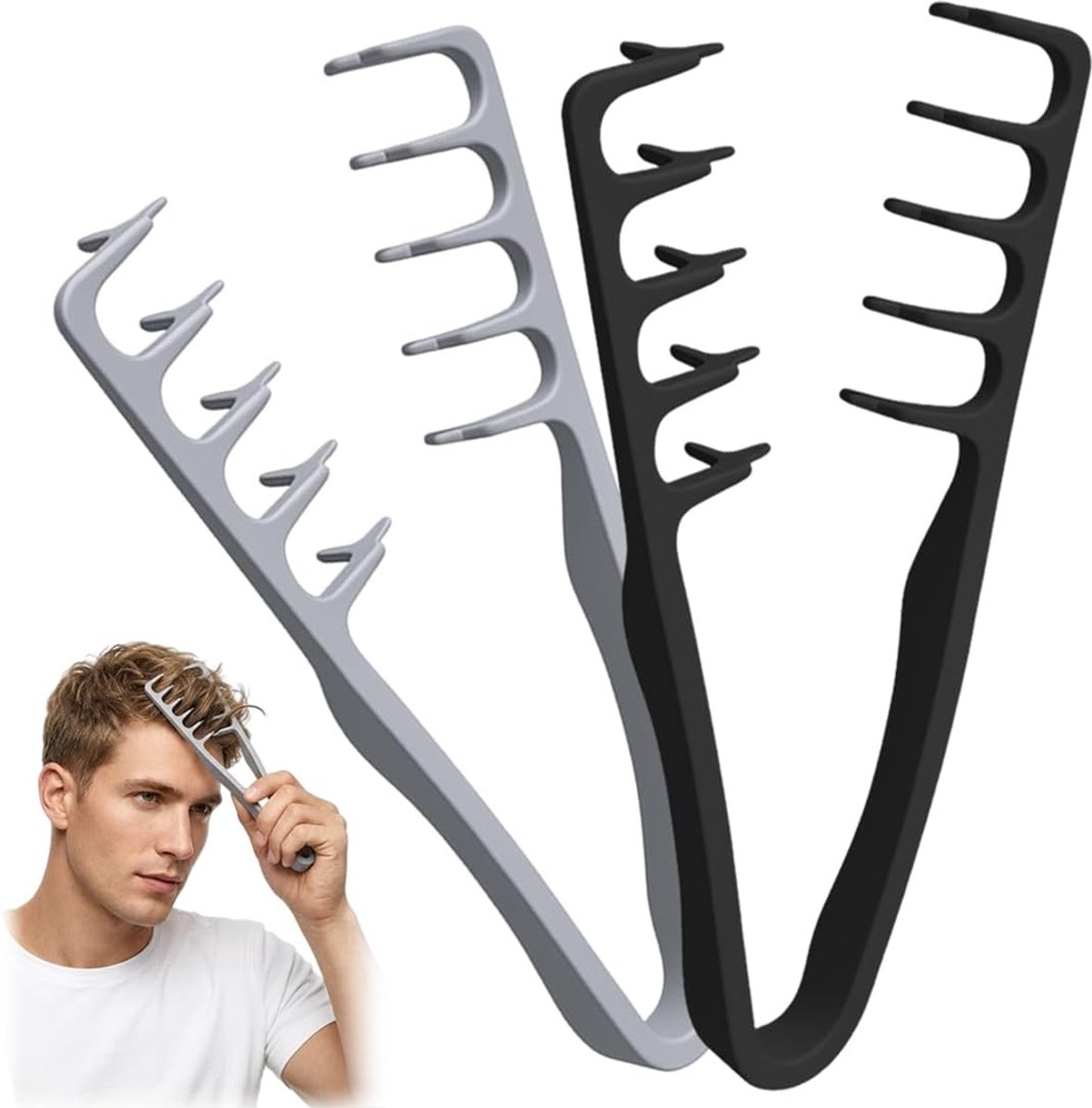 2 Stukken Zware Kort tanden Borstel - Kort Haar Stijl voor Mannen & Vrouwen, Volumeerapparaat voor de Wortels, alle soorten,krulborstel,E
