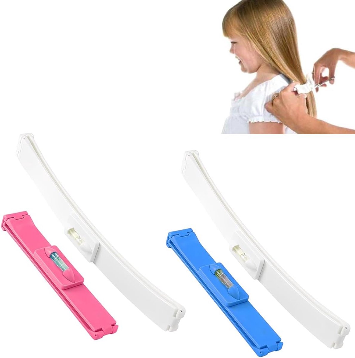4-delige kapperset, haarschaar, geleiderail voor haarpunten, haarclips, handleiding voor het knippen van pony, geavanceerde assistent voor kappers