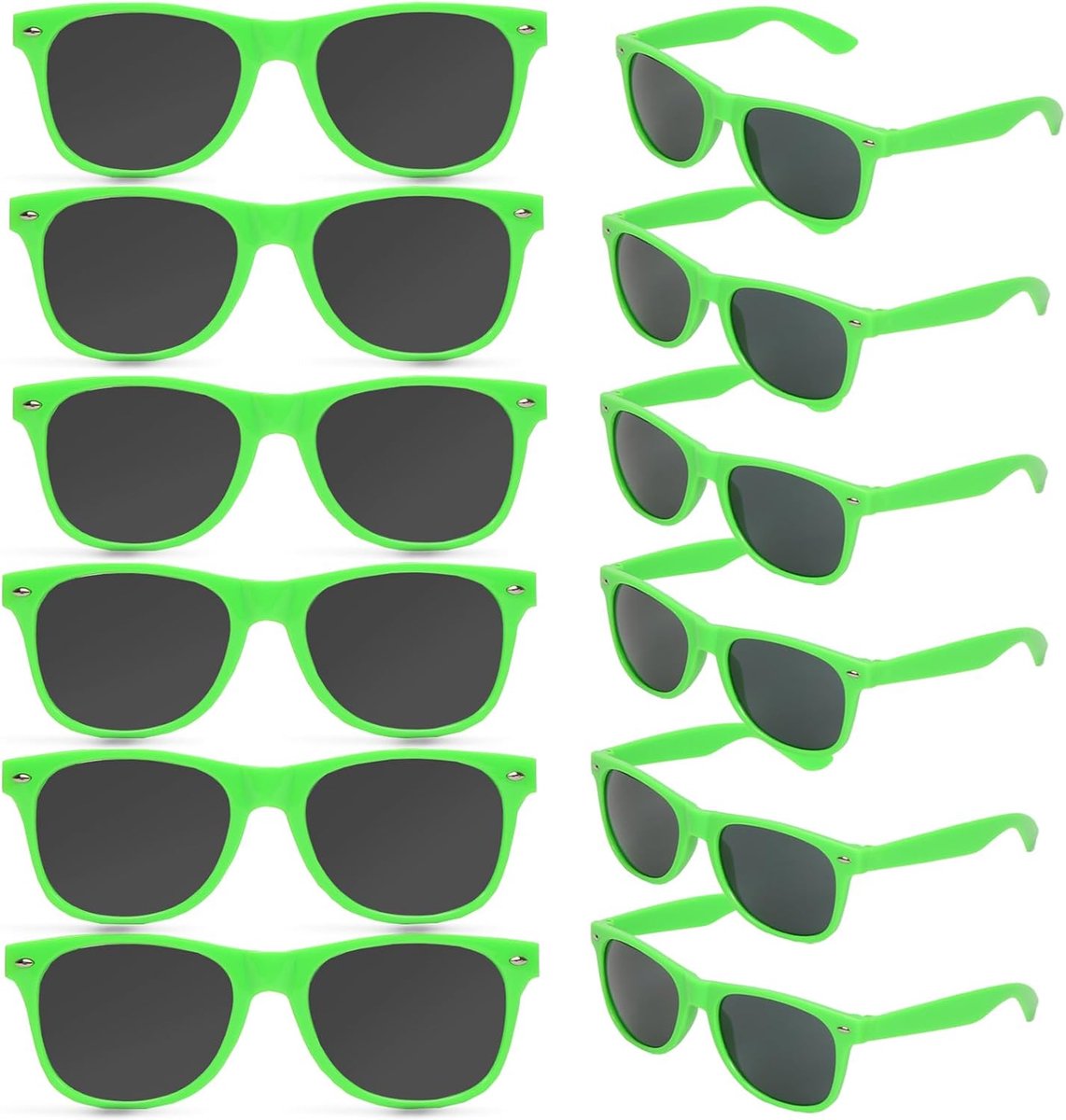 Zonnebril, vintage bril, 12 stuks, partyzonnebril, 80, 90, mode, hippiebril voor vakantie, feest, bruiloft, carnaval, fotoshoot