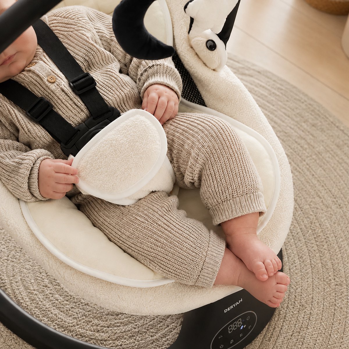Deryan Teddy Elektrische Wipstoel - Baby Schommelstoel - Wit – foto 6