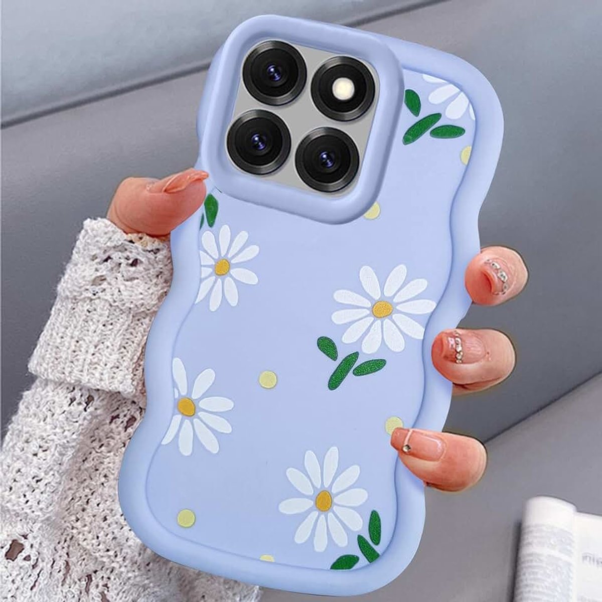 Hoesje voor Motorola Edge 60 Fusion/Edge 60/Edge 60S Hoesje,Krullende Golven Framevorm Telefoonhoes Schattige Vrouwen Meisjes Siliconen TPU Krasbestendig Stootvaste Beschermhoes-Paars