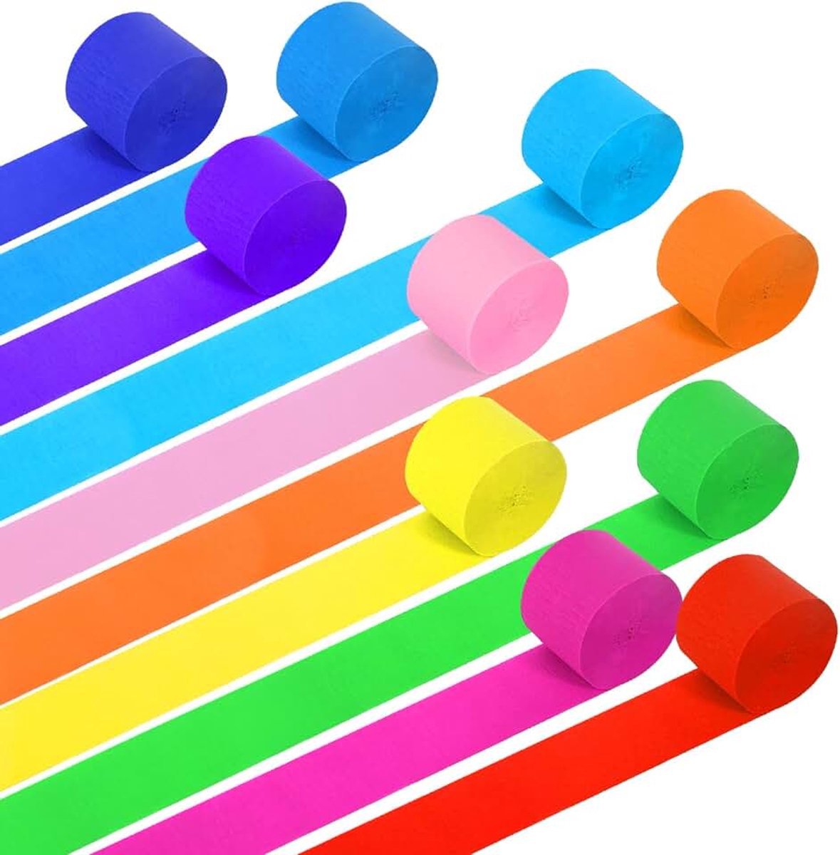 Crêpepapier, 10 rollen crêpepapier, kleurrijk, regenboog, crêpepapier, kleurrijke crêpebanden voor feestdecoratie, verjaardagsdecoratie, bruiloftsdecoratie, 4,5 cm x 25 m