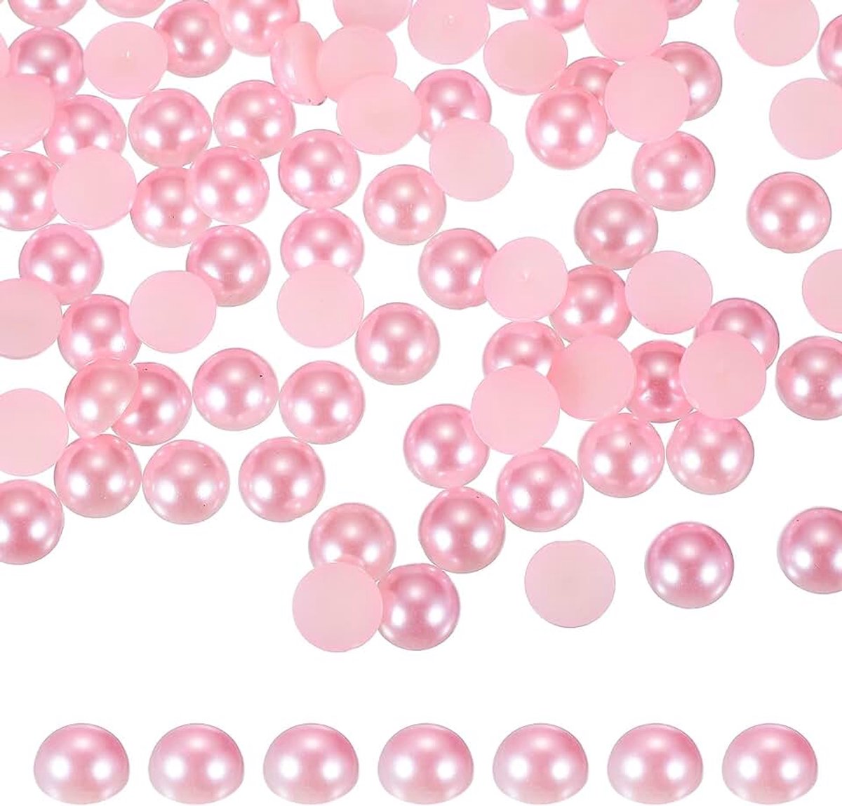 250 stuks lichtroze halfronde parels kralen, 12 mm ABS platte steentjes parels voor knutselen sieraden maken doe-het-zelf nail art kleding bruiloft kunst decoratie