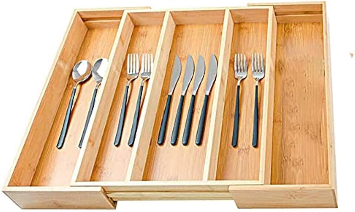 Bestekbak. lade verdelers zilverwerk lade. 5 compartimenten gebruiksvoorwerp houder voor keuken lade. grote uitschuifbare grootte organizer