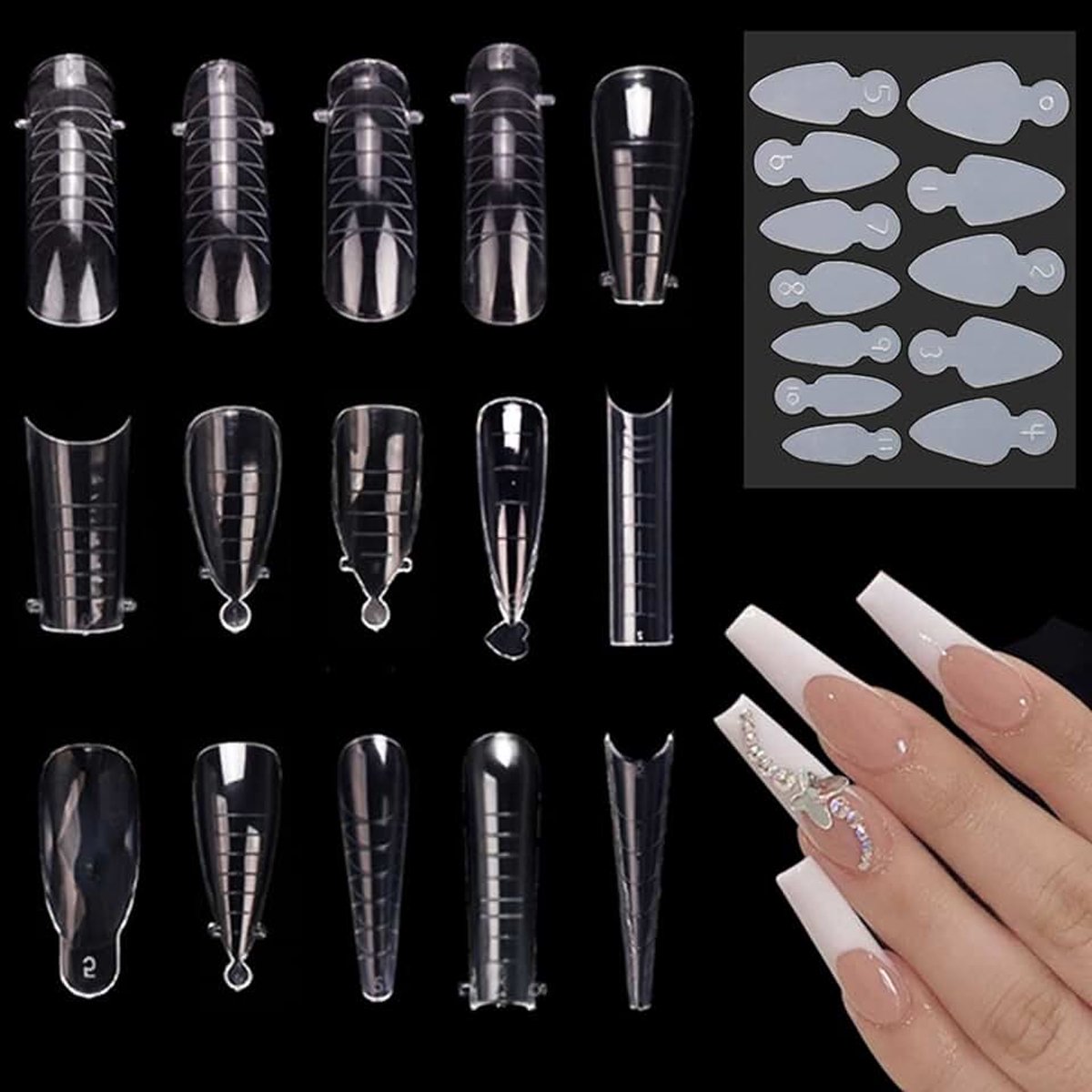 120 stuks herbruikbare nagelvormen voor French manicure – perfect voor professionele nail art en doe-het-zelf thuisgebruik, diverse maten inbegrepen