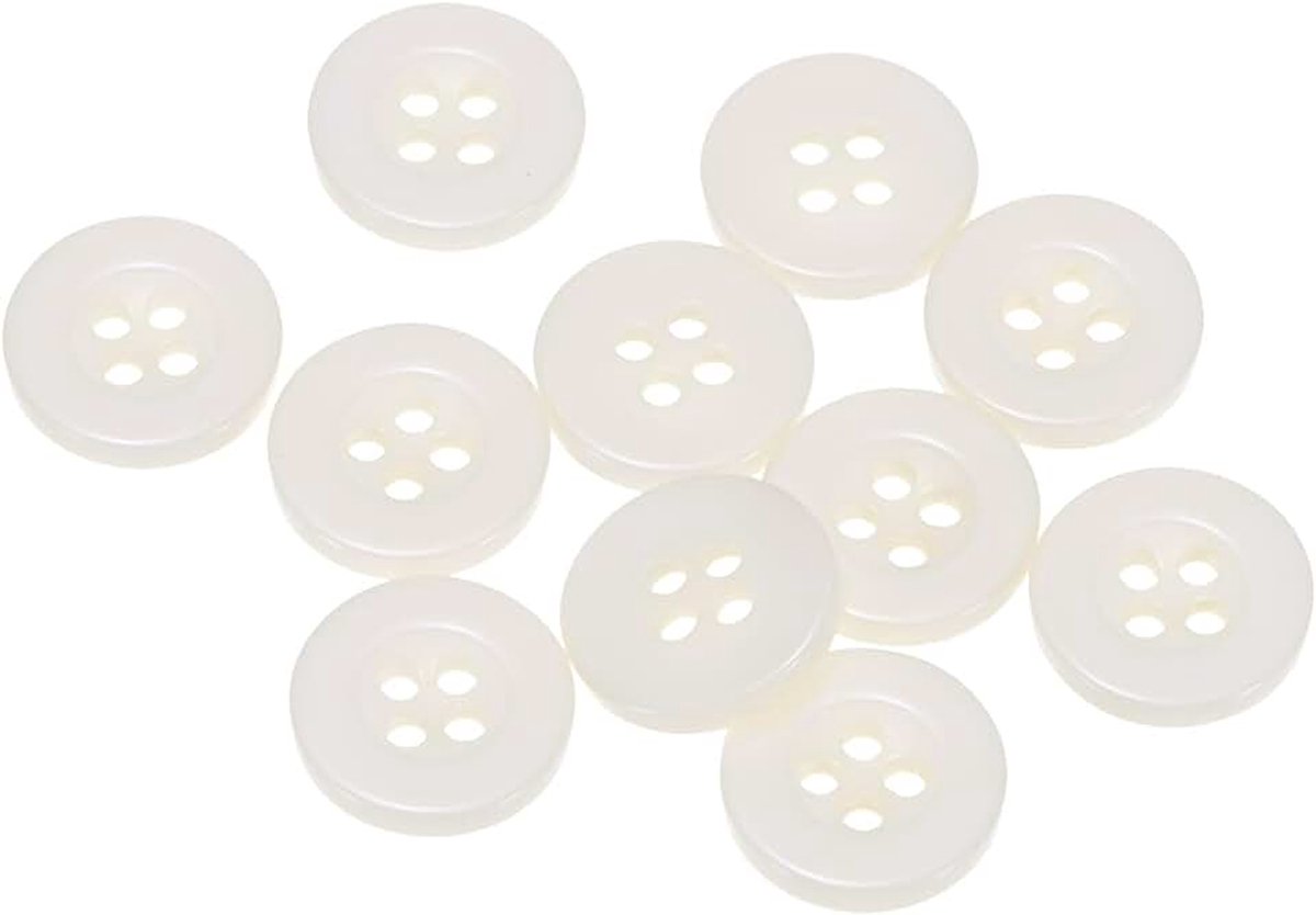 Knopen 1/2 inch (12,5 mm) hars rond plat 4-gaats ambachtelijke vervangingsknoppen voor mantels naaien kleding en doe-het-zelf, beige