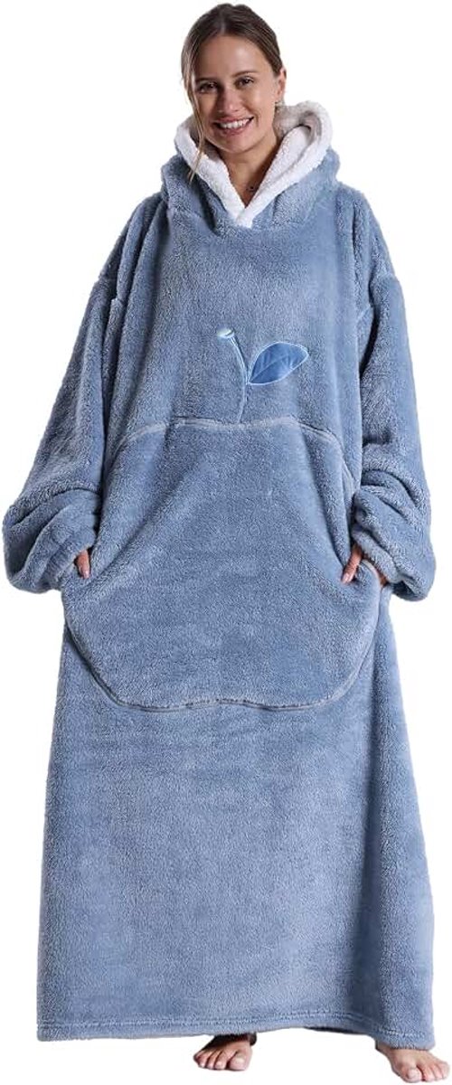 Hoodie Extra Lang, Draagbare Deken met Mouw voor Vrouwen Mannen, Hoodie Deken met Enorme Zak en Capuchon