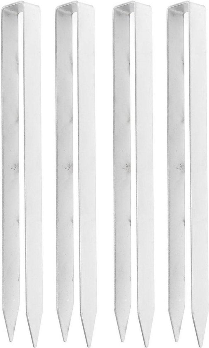 Set van 4 U-vormige stalen grondpalen, duurzame grondankers voor plantenbedden, hekwerken en leidingen, 11.82 x 1.14 x 0.83 inch