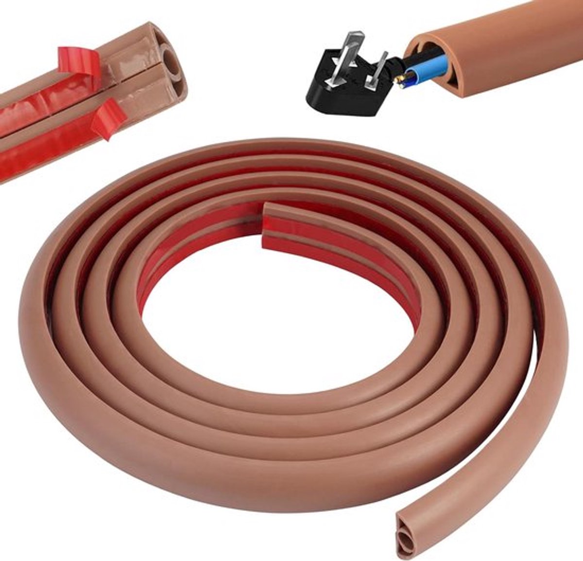 Kabelgoot Zelfklevend Bruin | Flexibel | Vloer Kabelbescherming | PVC | Stroomkabels | Huishouden, Kantoor, School