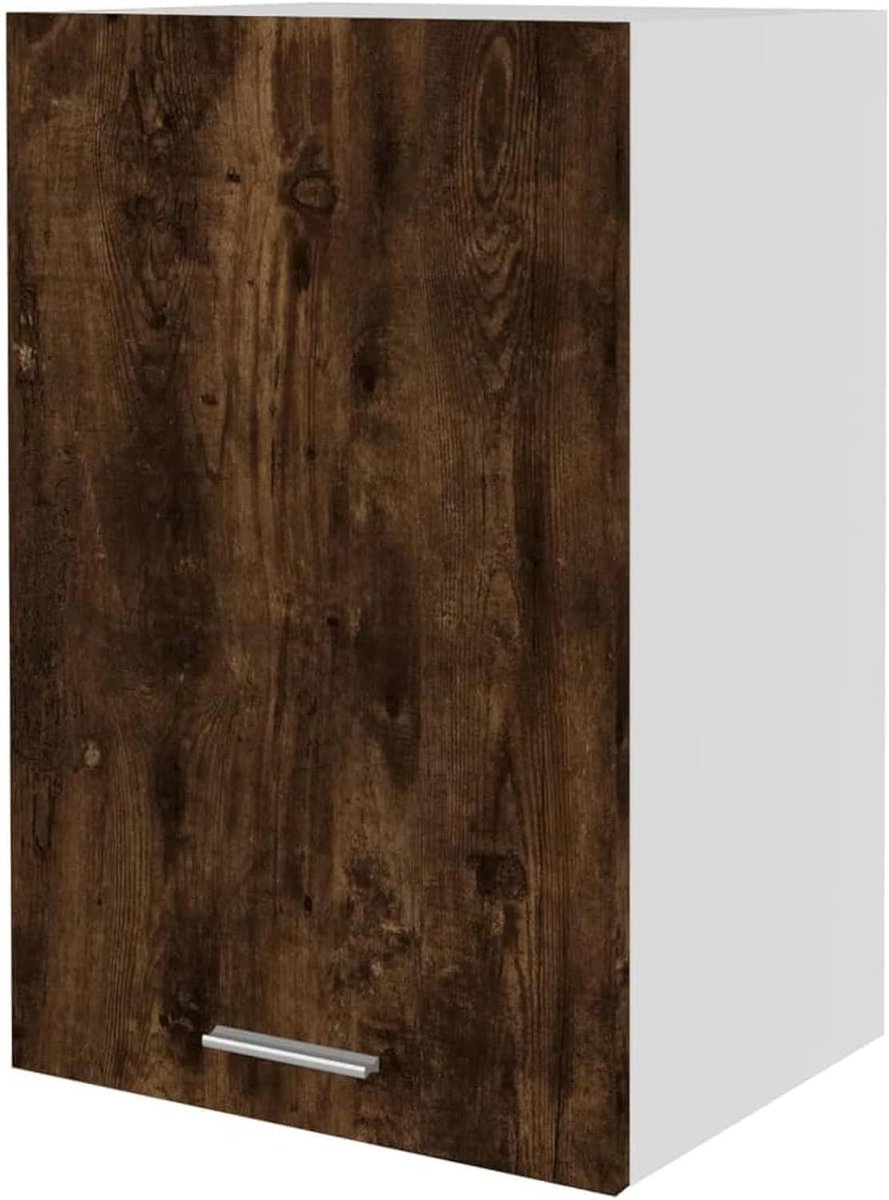Hangkast Keuken - Wandkast Opslag - Keuken Organiseren - Met Deur - 60 cm Hoog - Gerookt Eiken