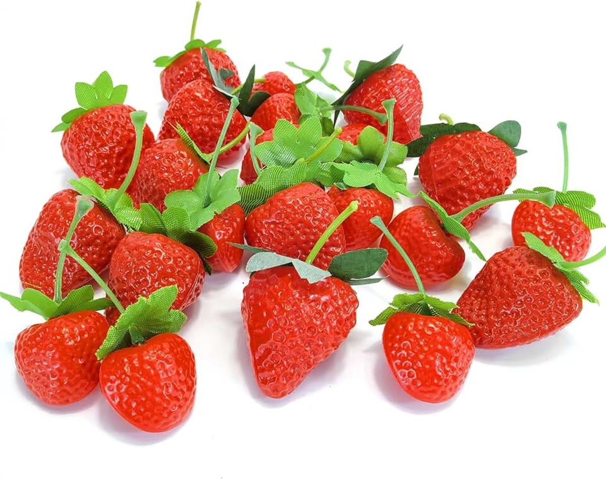 20 stuks kunstaardbeien, versierd in 4 maten, kunstvruchten, versierde aardbeien, fruit, feesten, aardbeien, thuisrestaurants, fotoaccessoires, kerstdecoratie (aardbeien)