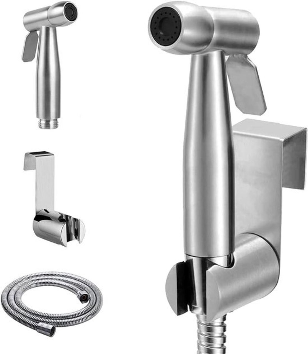 Draagbare bidet-sproeier met watertank, haak en 59 inch doucheslang voor hygiënische toiletreiniging en badkamergebruik