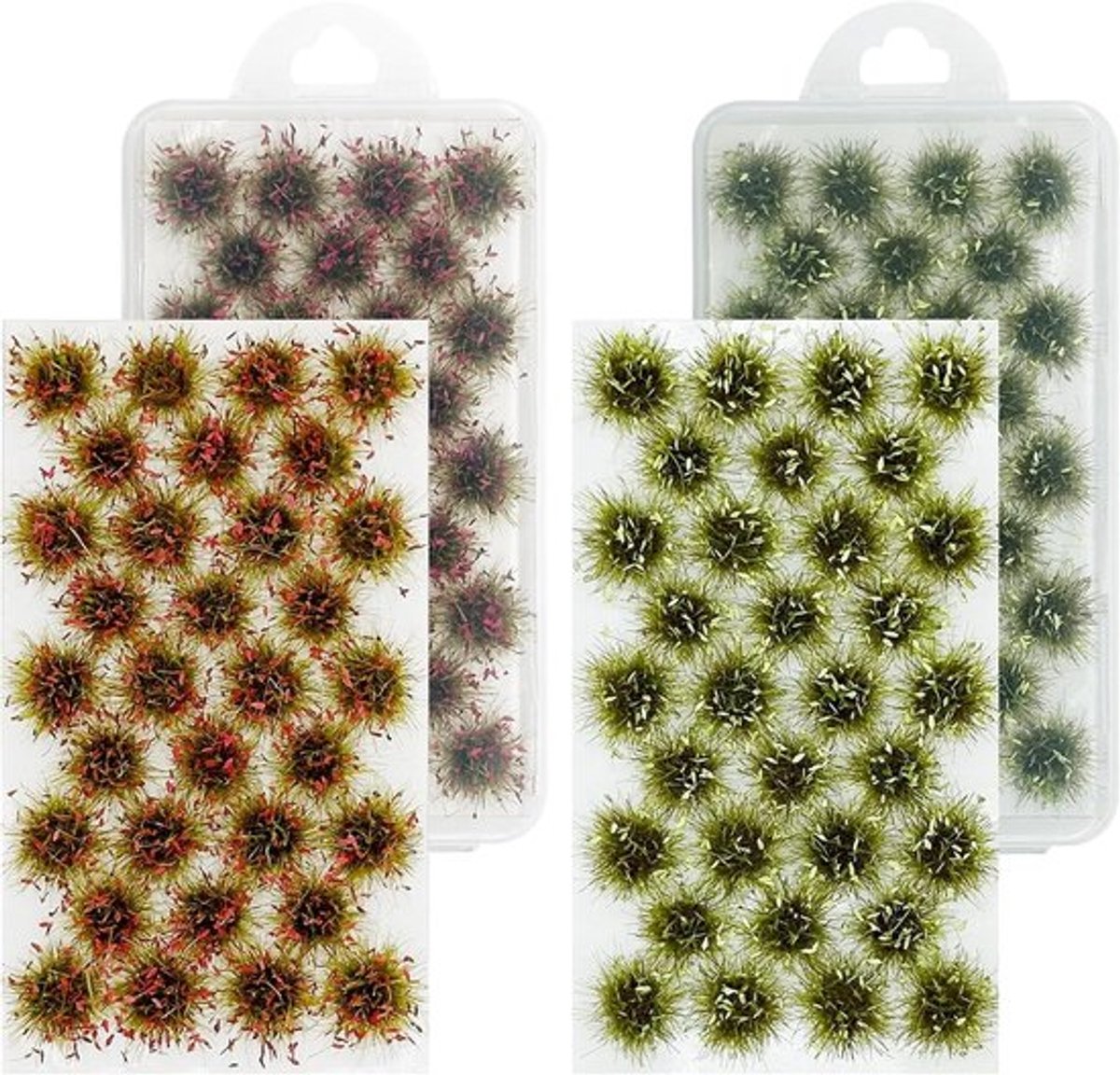 Miniatuur Grasclusters voor Modelbouw, Statische Graspluizen voor Spoorweglandschappen en Diorama's (Groen en Rood)
