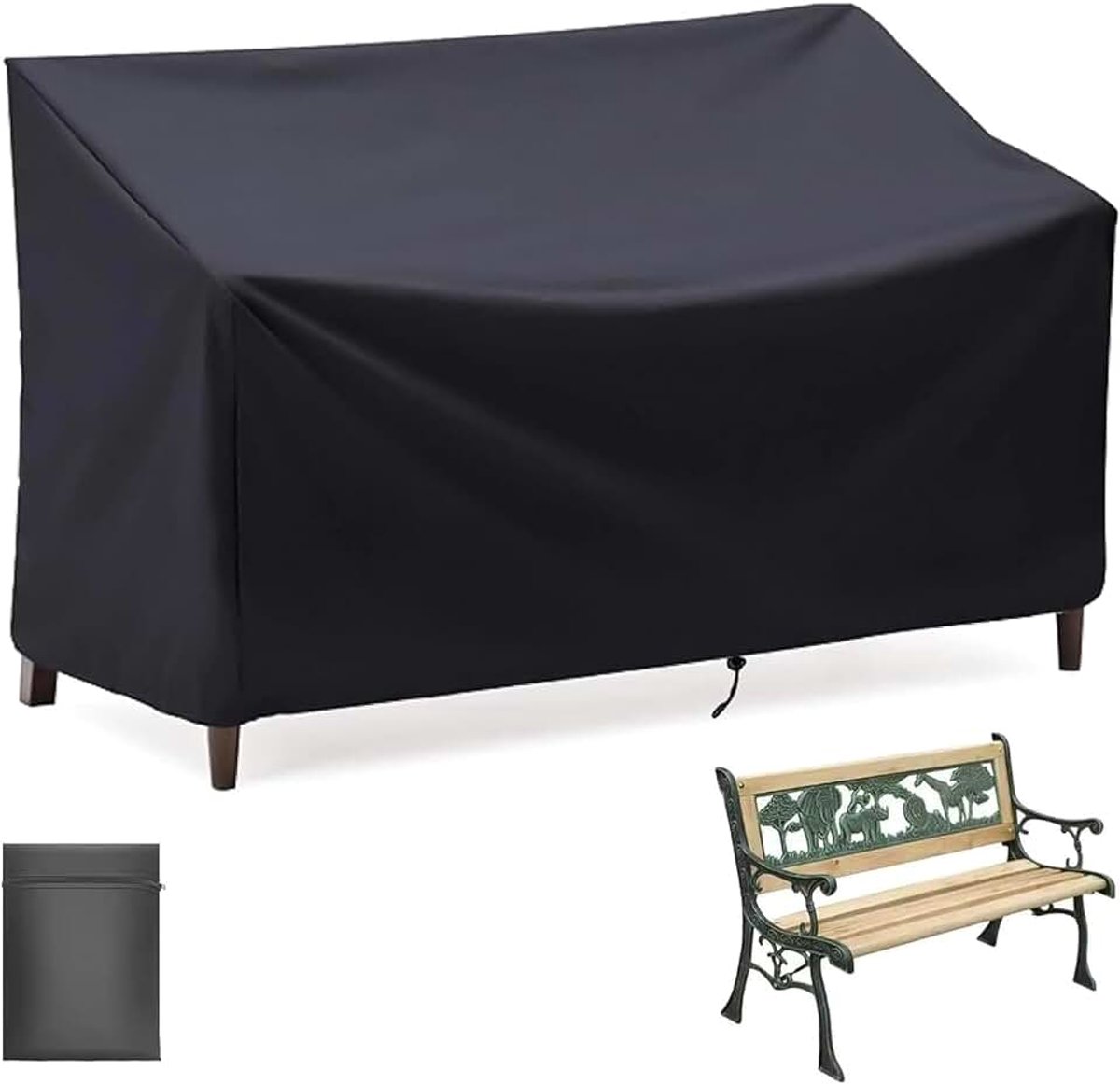 Beschermhoes voor tuinbank, 190 x 66 x 89 cm, 4-zits, 210D Oxford, waterdicht, winddicht, uv-bestendig, voor afdekking tuinbank 4-zits, tuinmeubelhoes