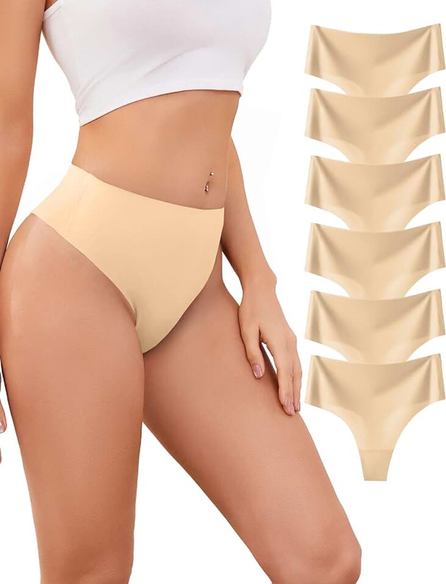 Stringtanga's voor dames, naadloos, hoge taille, naadloos, onzichtbaar, sexy, ademend en zacht, maat S-XXL